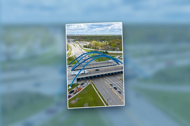 Aerial view of the Gateway Bridge in Taylor, MI, representing local family medical services.
