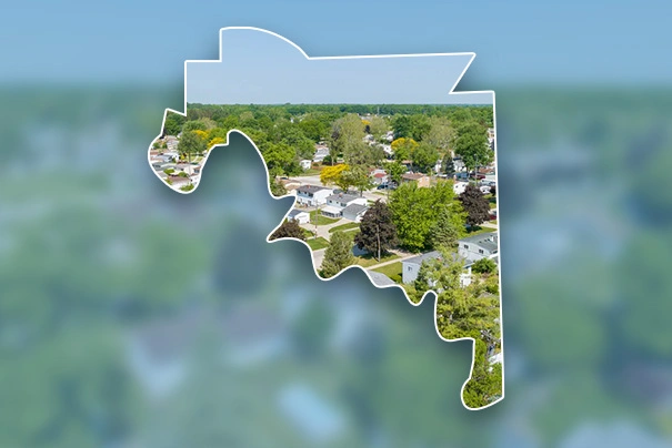 Aerial neighborhood view of Rockwood, MI, representing local primary care and internal medicine services.